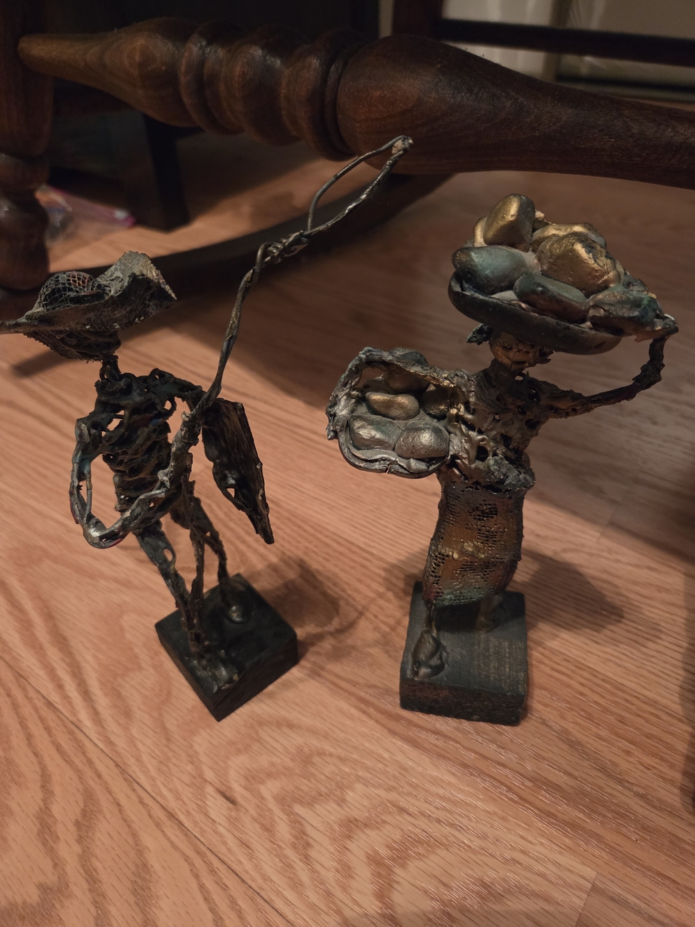 Pair of Brutalist Folk Art Wire Sculptures by C. Serraty